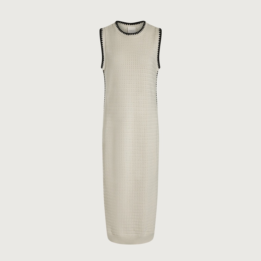 Varley Dwight Tank Knit Midi Dress Birch Pointelle Cotton Sleeveless Small NWT - Picture 4 of 10